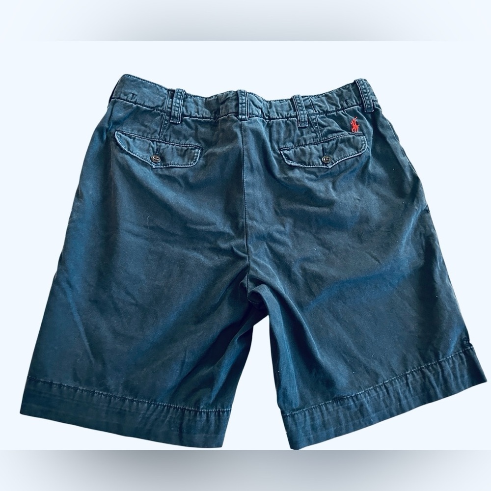 Polo Ralph Lauren Vintage Mens 34 Blue with Red Pony Chino Shorts Preppy Classic - Picture 2 of 10
